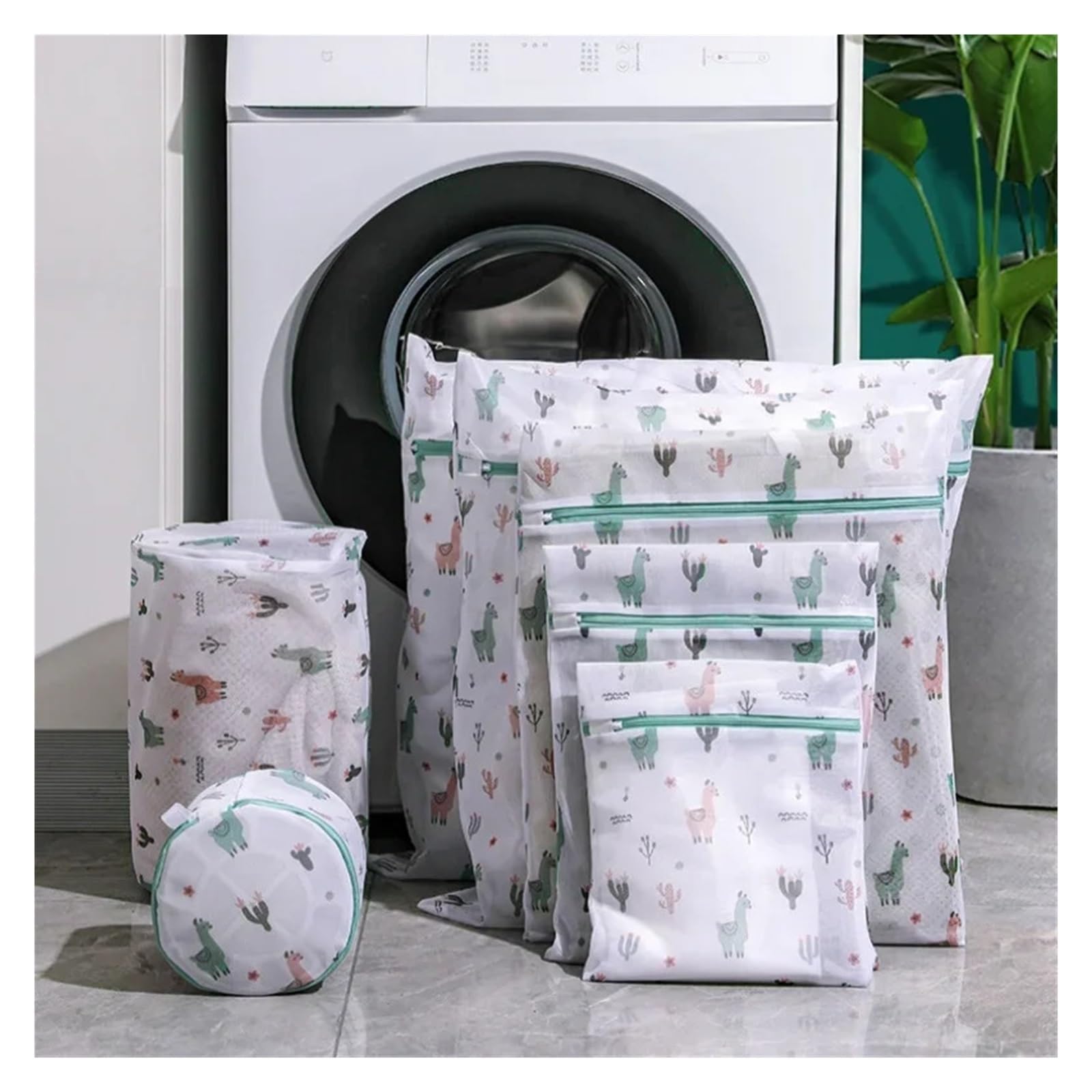 7 unids/set bolsas de lavandería malla duraderas, compatibles con prendas delicadas lavado ropa cremallera, chaquetas, vaqueros, blusas, toallas baño