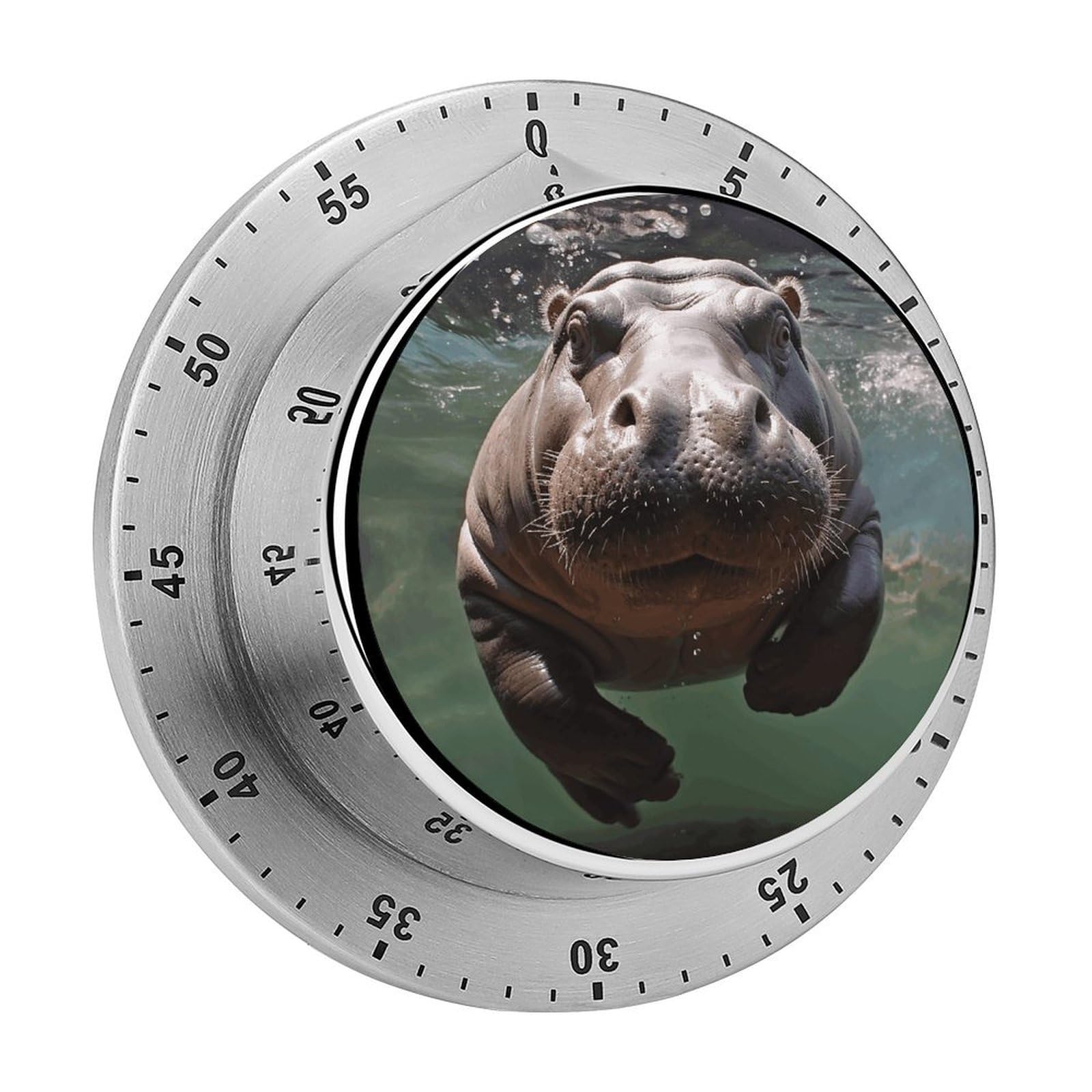 Diving Hippo Timers Adsorbable Stainless Steel Kitchen Timer Loud 60 Minute Visual Timer Portable Manual Countdown Timers Alarm Clock Time Management Tool for Home Work