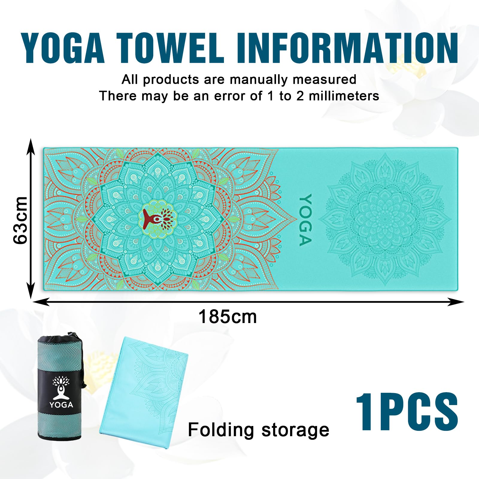 BORDEAG Yogamatte Aus Naturkautschuk, Rutschfest Yoga Handtuch Auflage, Saugfähig Schnelltrocknend Yogatuch, Handtuch Rutschfestm, Reise Yogamatte Für Pilates Picknick Freien