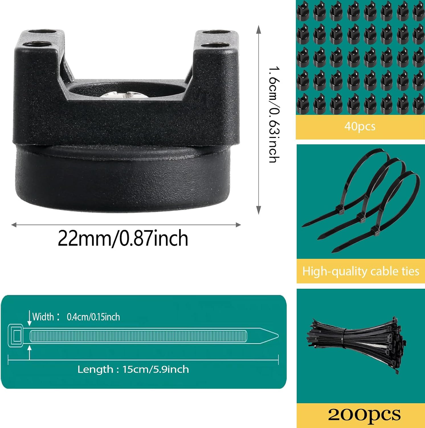 40 Pcs zbab1 Magnetic Zip Tie Mount Base, 25LBS Strong Magnetic Wire Holder & Cable Clips,Magnetic cable management for cars, offices, homes, and boats Diameter 22mm image 4