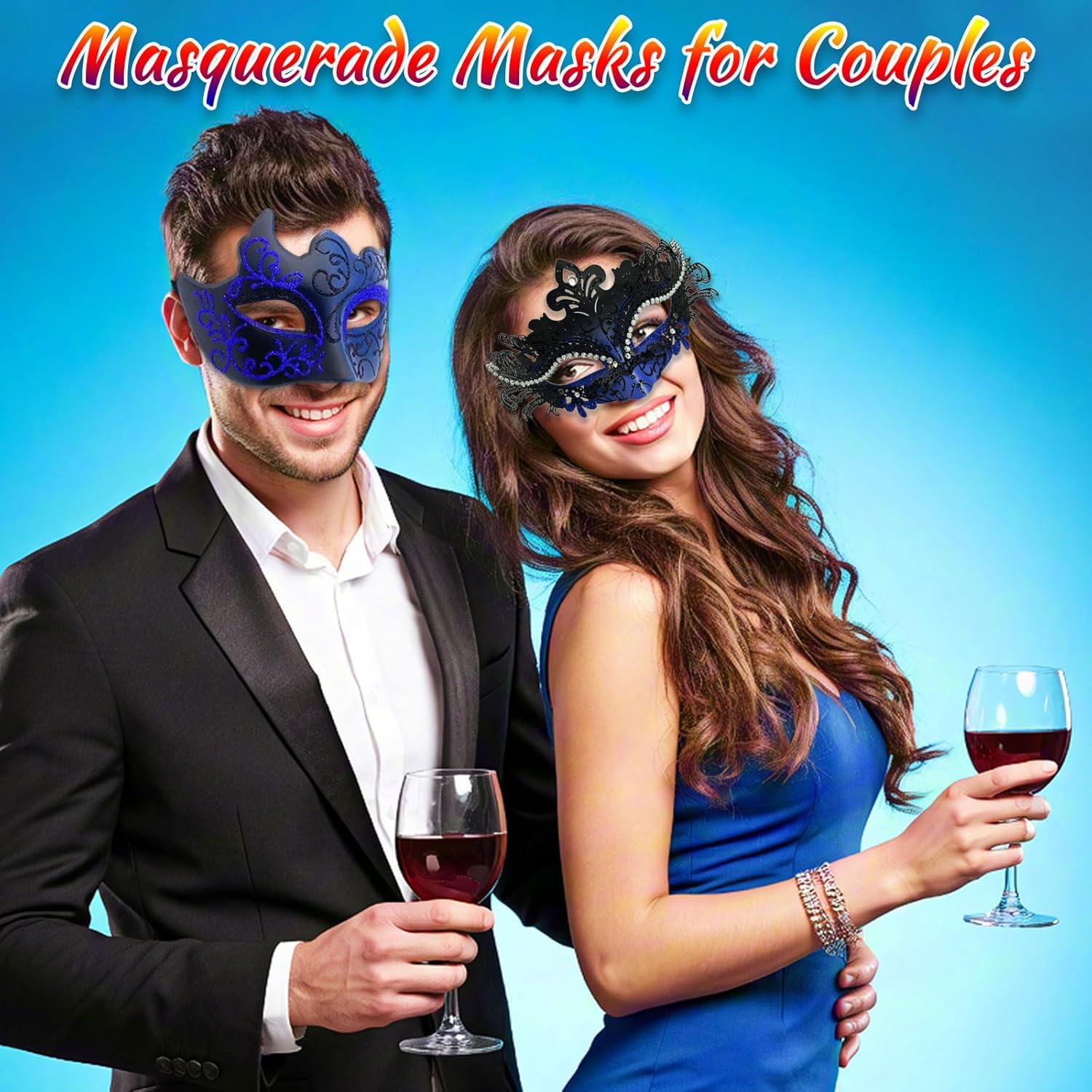 Couple Masquerade Mask Set, Venice Party Mask, Ancient Greek Roman Warrior Venetian Half Face Masks - Image 2