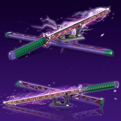 Miniatura 2 de Kokushibo - Juego de bloques de construcción de espada de anime para cosplay con vaina y soporte, kit de construcción de espada samurái Katana para