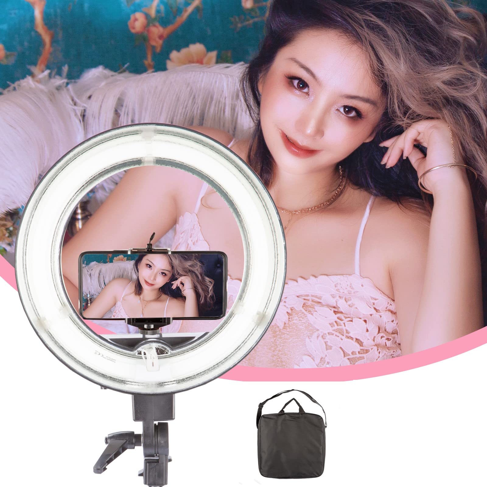 Anello luce 34,3 cm per il Live Streaming Make Up YouTube Video, 5500K Portatile Dimmerabile Selfie Rightlight per selfie foto Fotografia Video