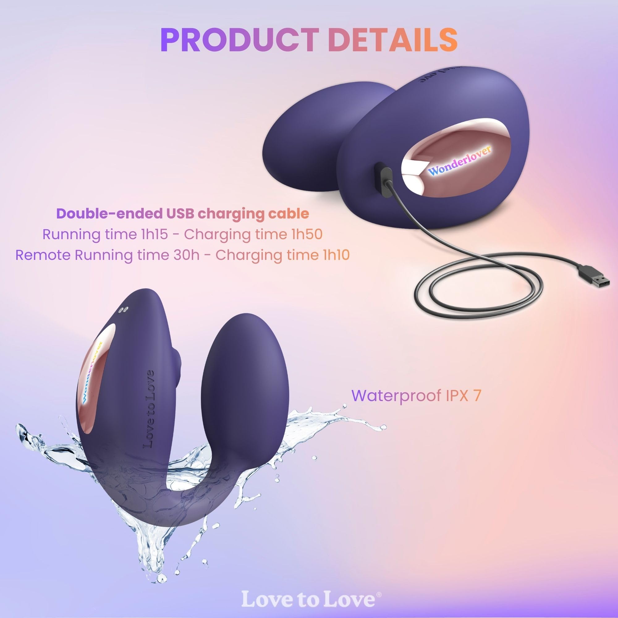 Love to Love Wonderlover – Sex toy ovetto vibrante con telecomando a distanza, doppia stimolazione clitoride & punto G, tecnologia flapping, 9 modalità, impermeabile, utilizzo a mani libere