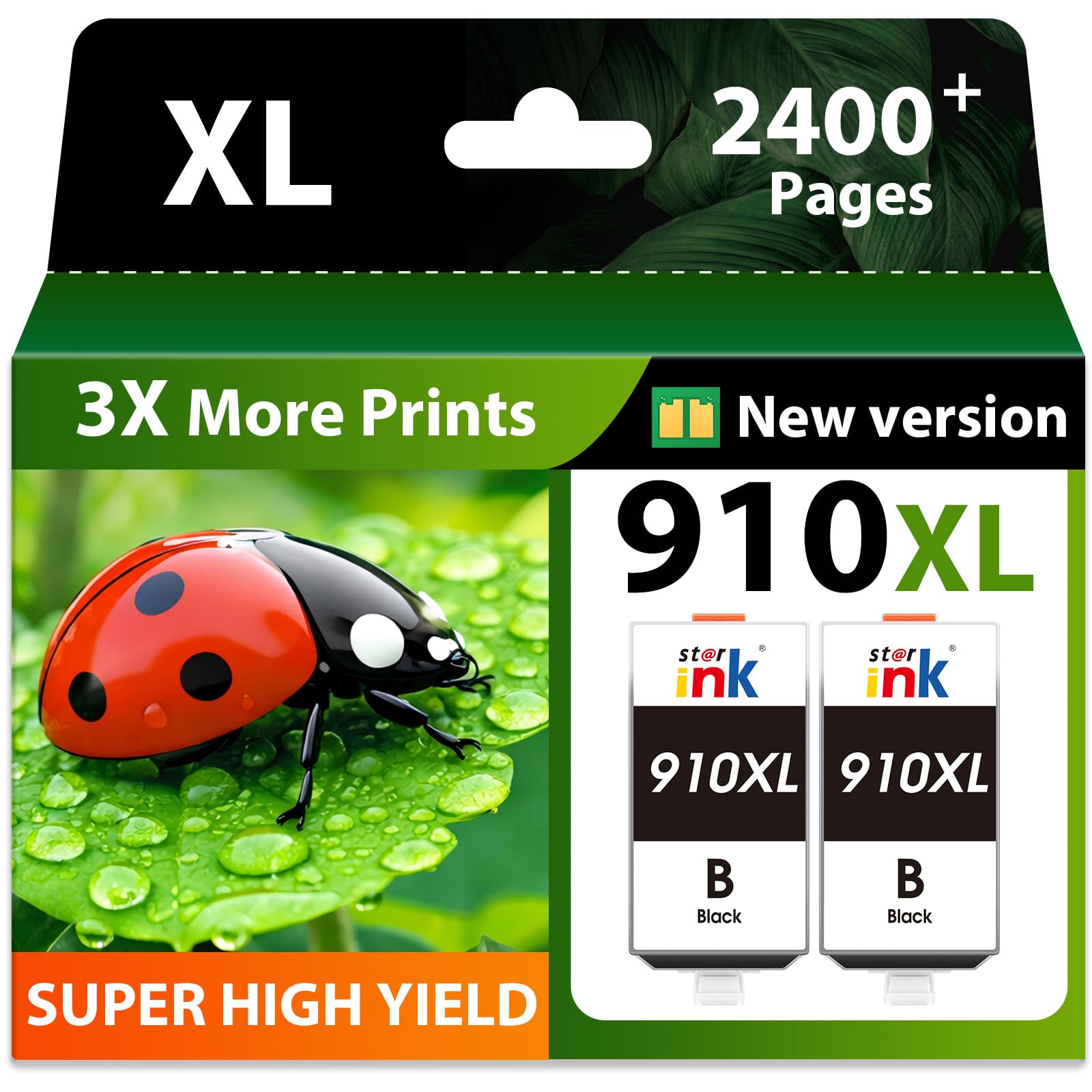 Photo 1 of Starink 910 XL Black 910XL Ink Cartridges for HP Printers Black Works with HP OfficeJet Pro 8020 8025 8035 8028 8010 8022 8015 Priner,Replacement for HP 910XL Black Ink Cartridges Combo Pack (2 Black)