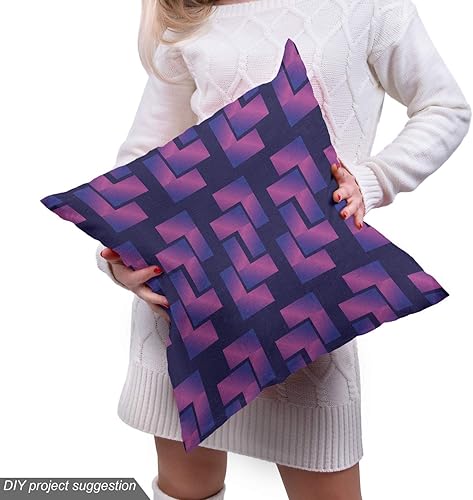 Miniatura 5 de Ambesonne Synthwave Fabric by The Yard, Purple Toned Gradient with Futuristic Cubic Geometric Forms, Decorative Fabric for Upholstery and Home