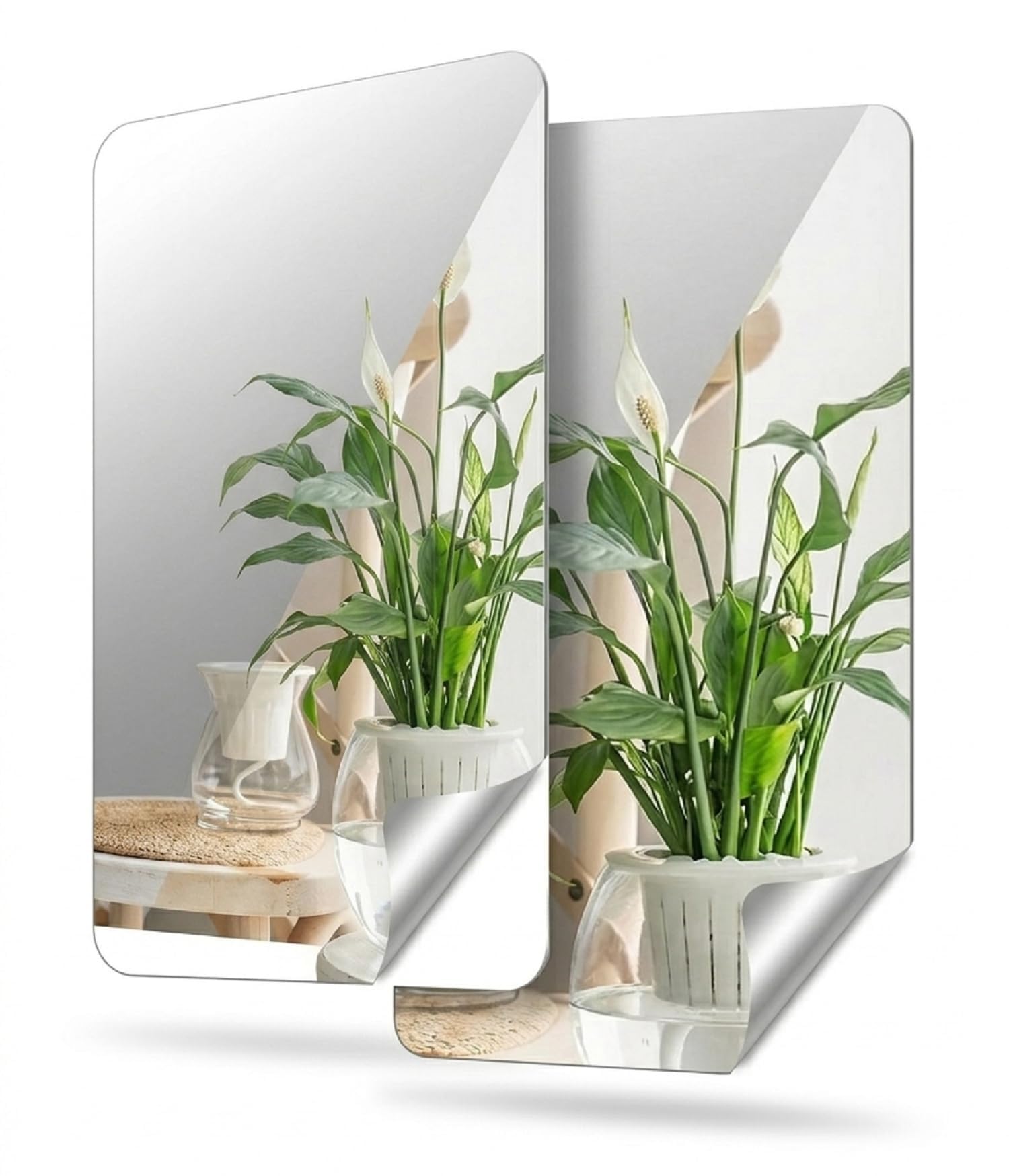 OURCHEAPSTORE Square Wall Mirror Frameless Modern Decorative Mirror for Living Room Bedroom Entryway and Bathroom Wall Decor (Pack of 2) (2 Feet)-image-6