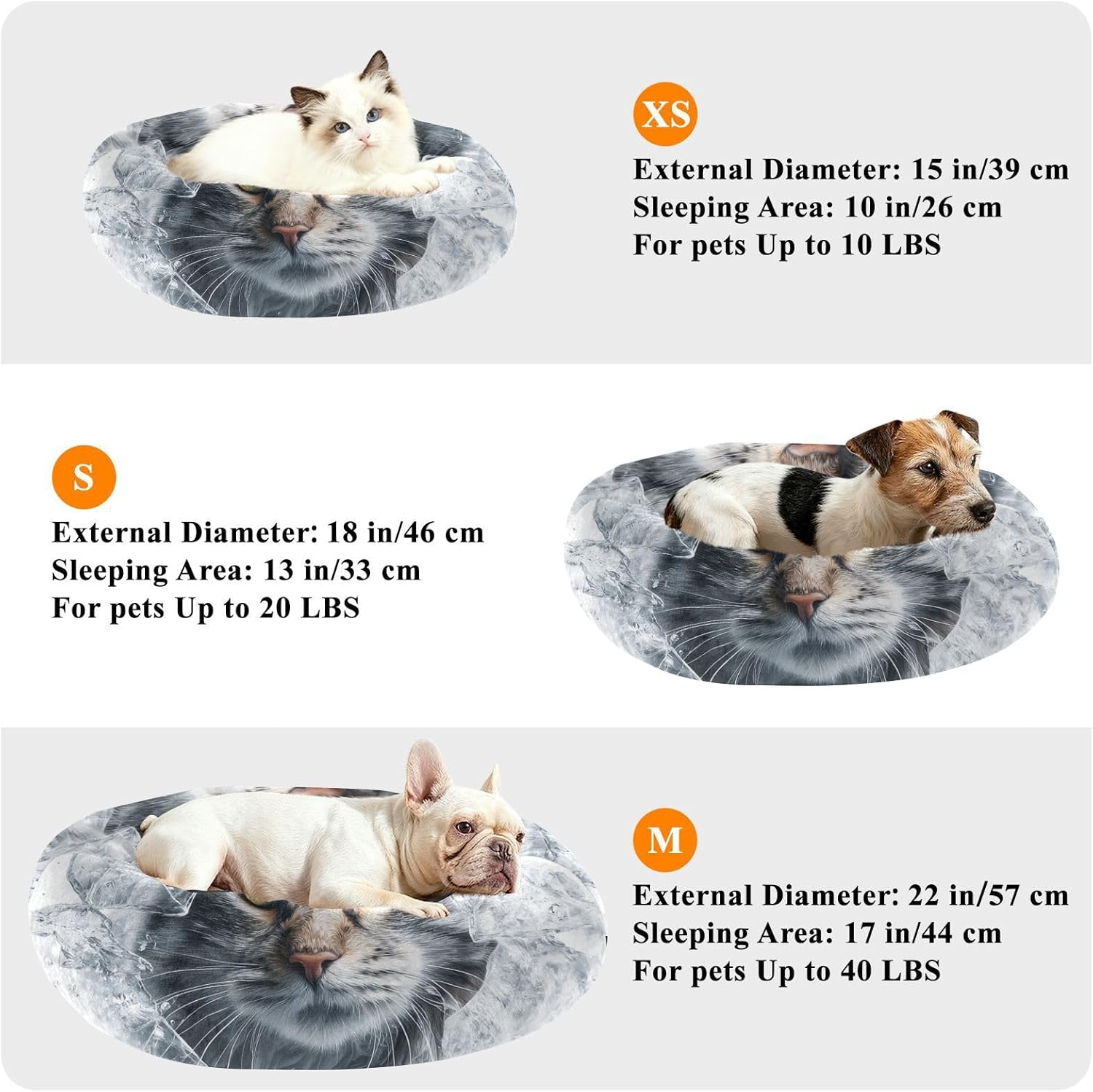 3D Cute Cat Pet Cat Bed Donut Cuddler Dog Pillow Bed for Extra Small Size Pets Sleeping M