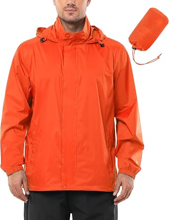 Outdoor Ventures Men's Waterproof Jackets Lightweight Windproof Raincoat