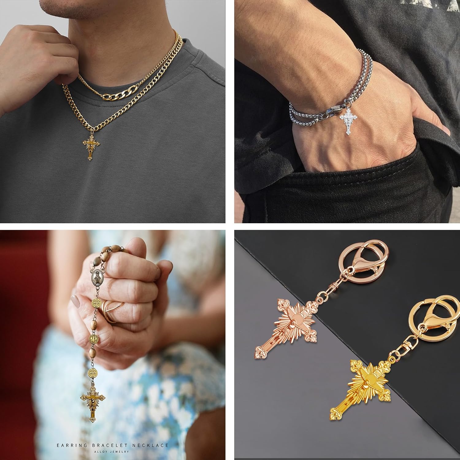 20Pcs Alloy Vintage Jesus Cross Charms Rosary Centre Love and Redemption Crucifix Pendants for DIY Necklace Bracelets Earrings Catholic Jewelry Making - Image 6