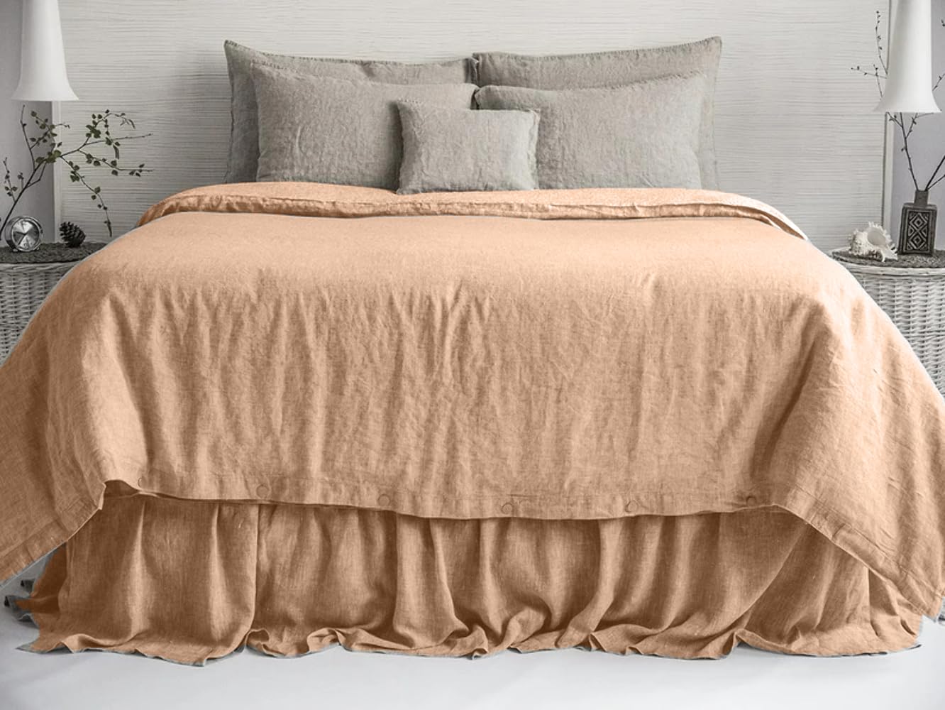 Housse de couette lin personnalisé Queen parure de lit 229x234cm durable
