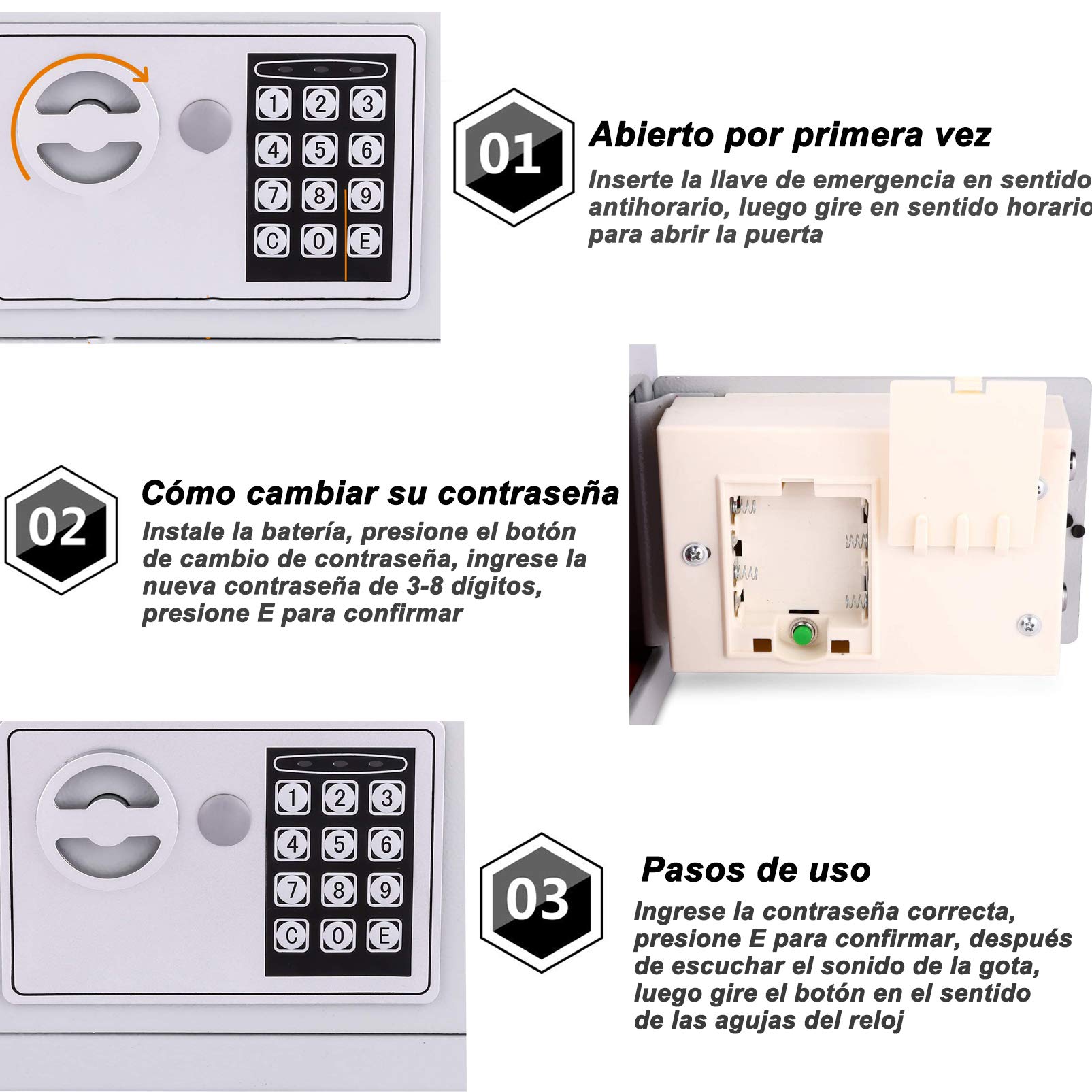 Meykey Caja Fuerte Electrónica Digital Empotrable Plateado
