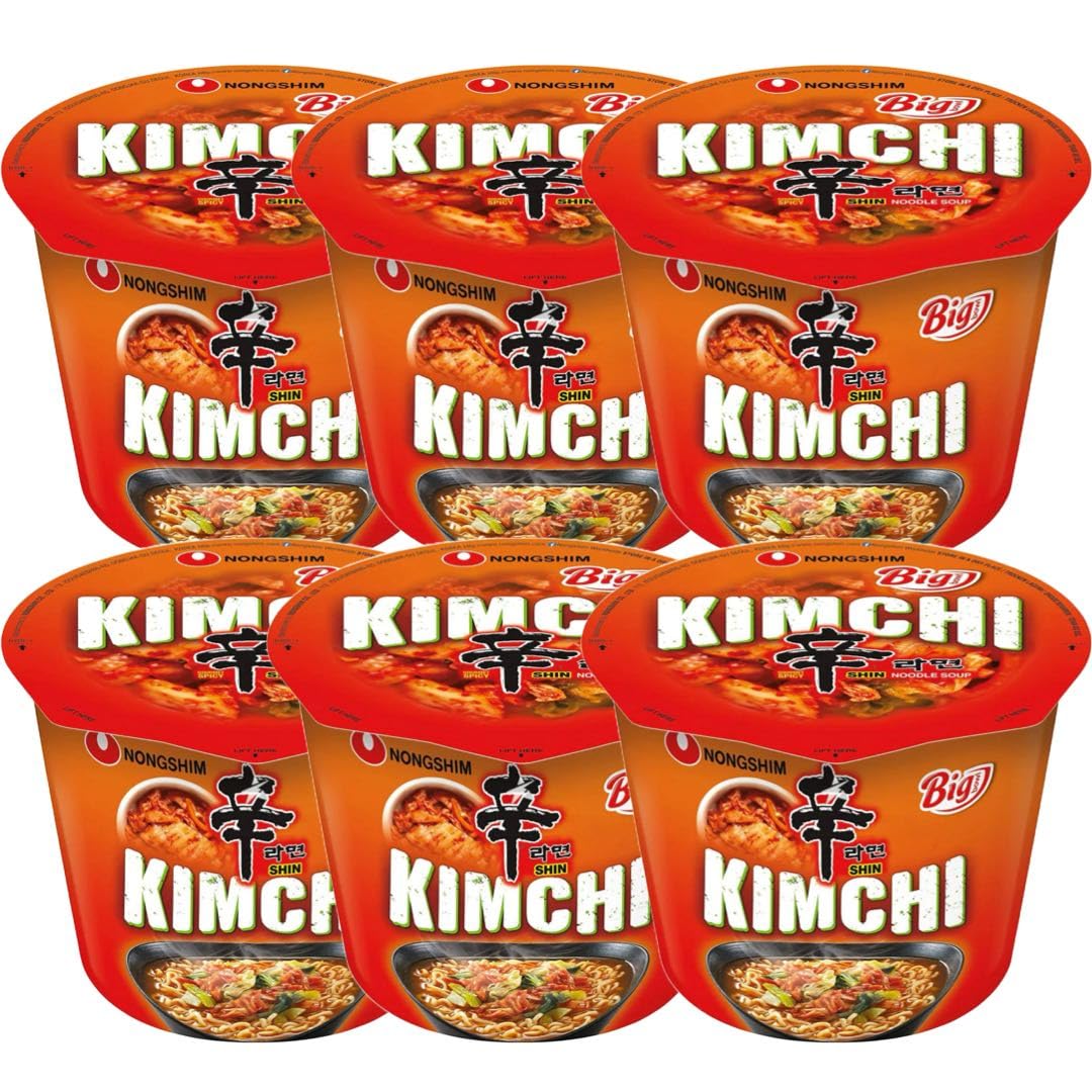 Nongshim SHIN Kimchi Big Bowl Ramen Instant Noodles Soup 112g (Pack of 6)