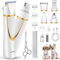 AIBORS 4-in-1 Cordless Small Dog Grooming Kit: Quiet Paw Trimmer, Nail Grinder, IPX7 Waterproof Clippers for Paws, Ears, Face