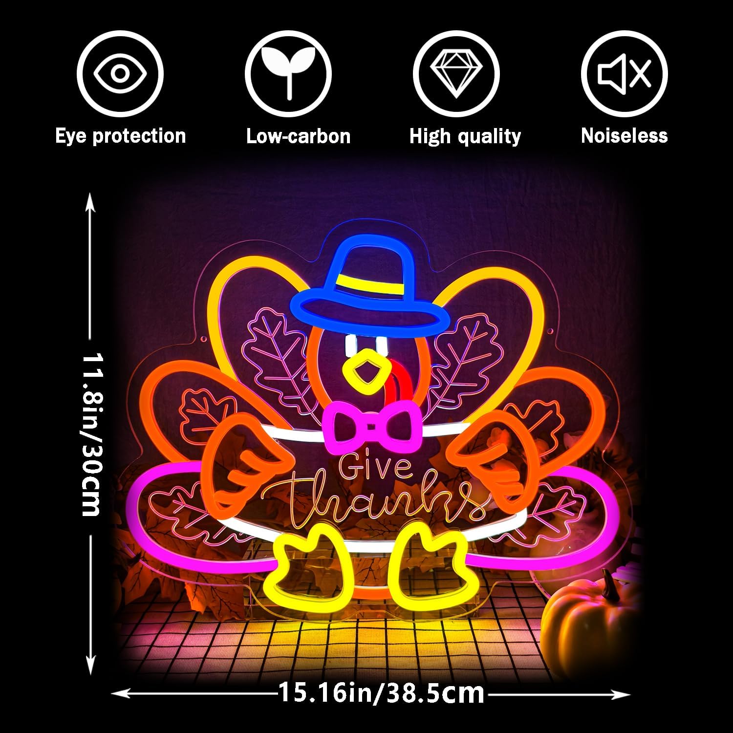 Turkey Neon Sign Thanksgiving Neon Sign Dimmable Thanksgiving Neon Light for Wall Decor Turkey Neon Light for Home Party Holiday Gift - Image 6