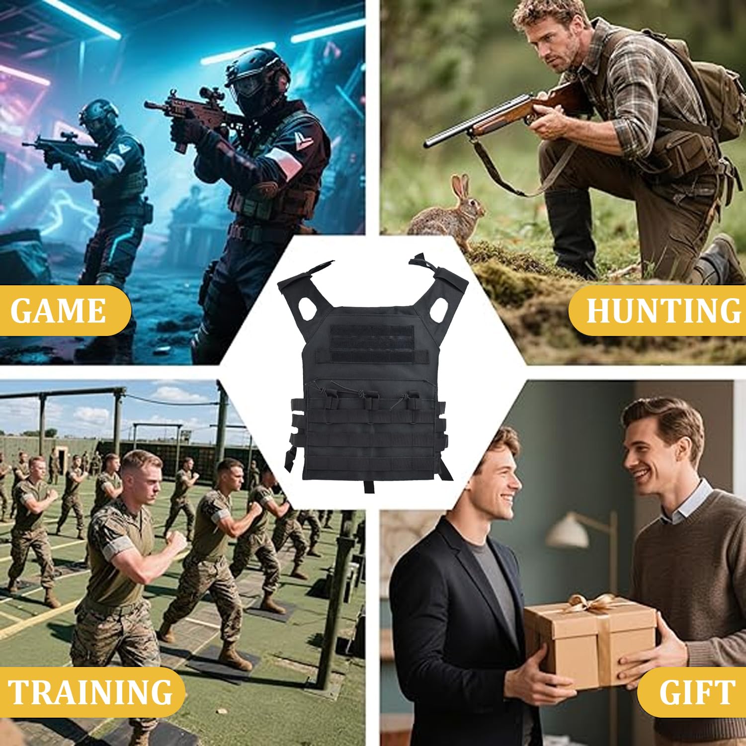 Taeku Chaleco Táctico, Ajustable Ligeros Adolescentes Chalecos para Cosplay, Airsoft, Juegos en Equipo y Actividades al aire libre