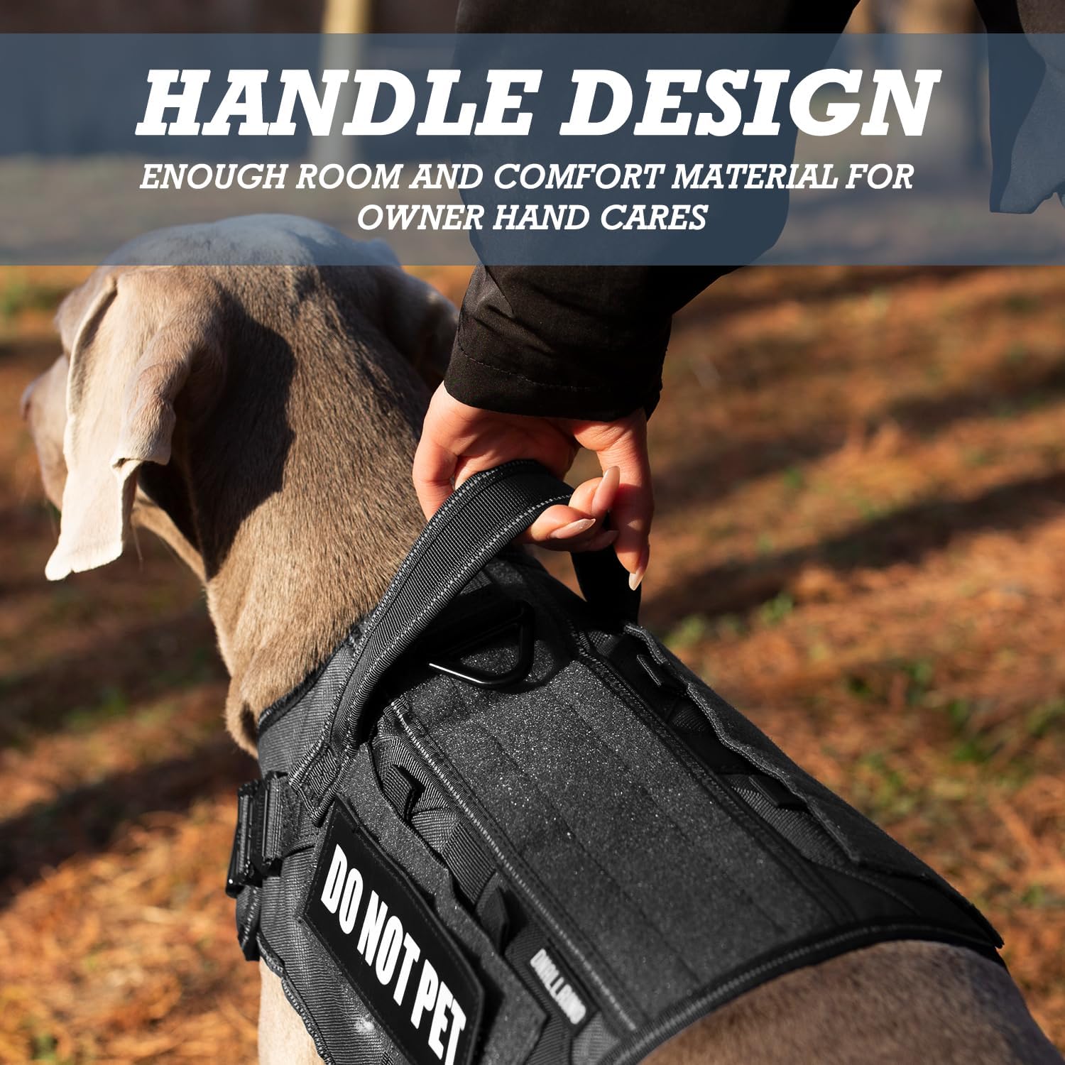 Tactical Dog Harness for Large, No Pull Adjustable Reflective MOLLE Service Dog Harness with Do Not Pet Patches, Military K9 German Shepherd Dog Vest for Training Walking Hunting Black