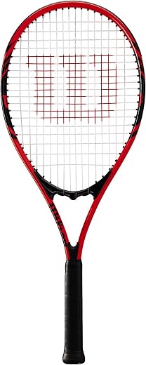 Wilson Federer Adult Recreational Tennis Racket - Grip Size 3 - 4 3/8", Red/White/Black