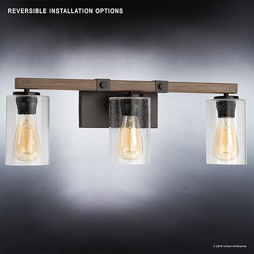 Miniatura 3 de Urban Ambiance Lámpara de tocador de baño vintage de lujo, tamaño grande 8 pulgadas de alto x 24 pulgadas de ancho, con elementos modernos de estilo