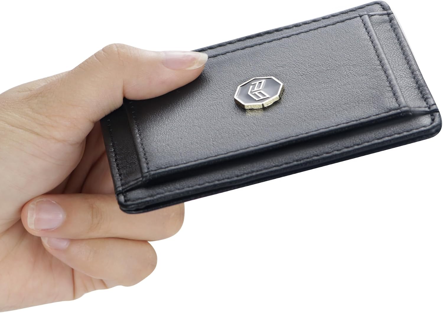 Royal Bagger Slim RFID Card Holder for Men, Genuine Cow Leather Minimalist Wallets, Lightweight Front Pocket Travel Wallet, 1pc 3247 (Black)