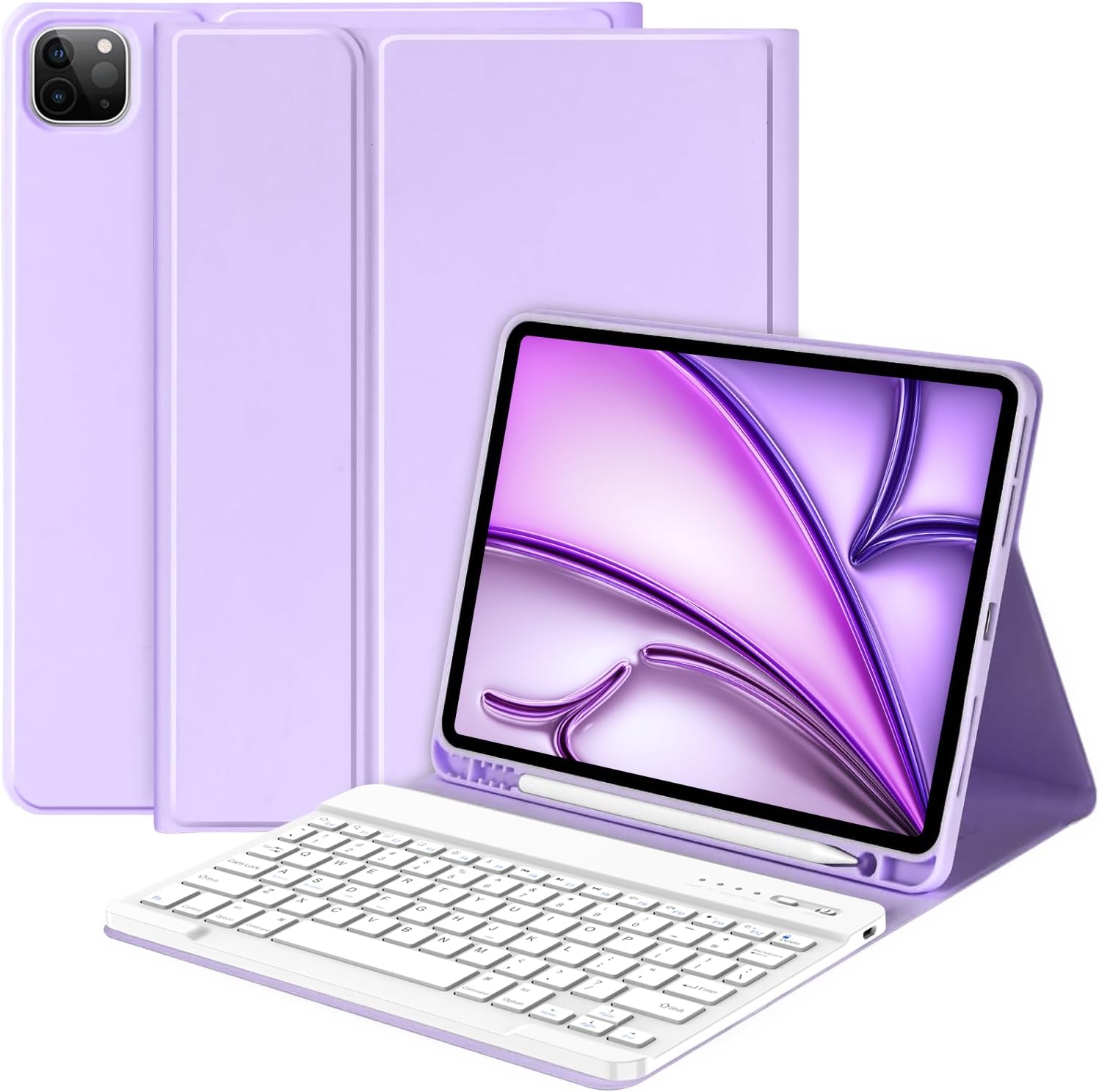 CC Store Keyboard Case for iPad Air 11-inch (M2) 2024,for iPad Air 5th/4th Gen,for iPad Pro 11" 4th/3rd/2nd/1st Gen,Detachable Bluetooth Keyboard and Pencil Holder,Multi-Angle Adjustment(Purple)