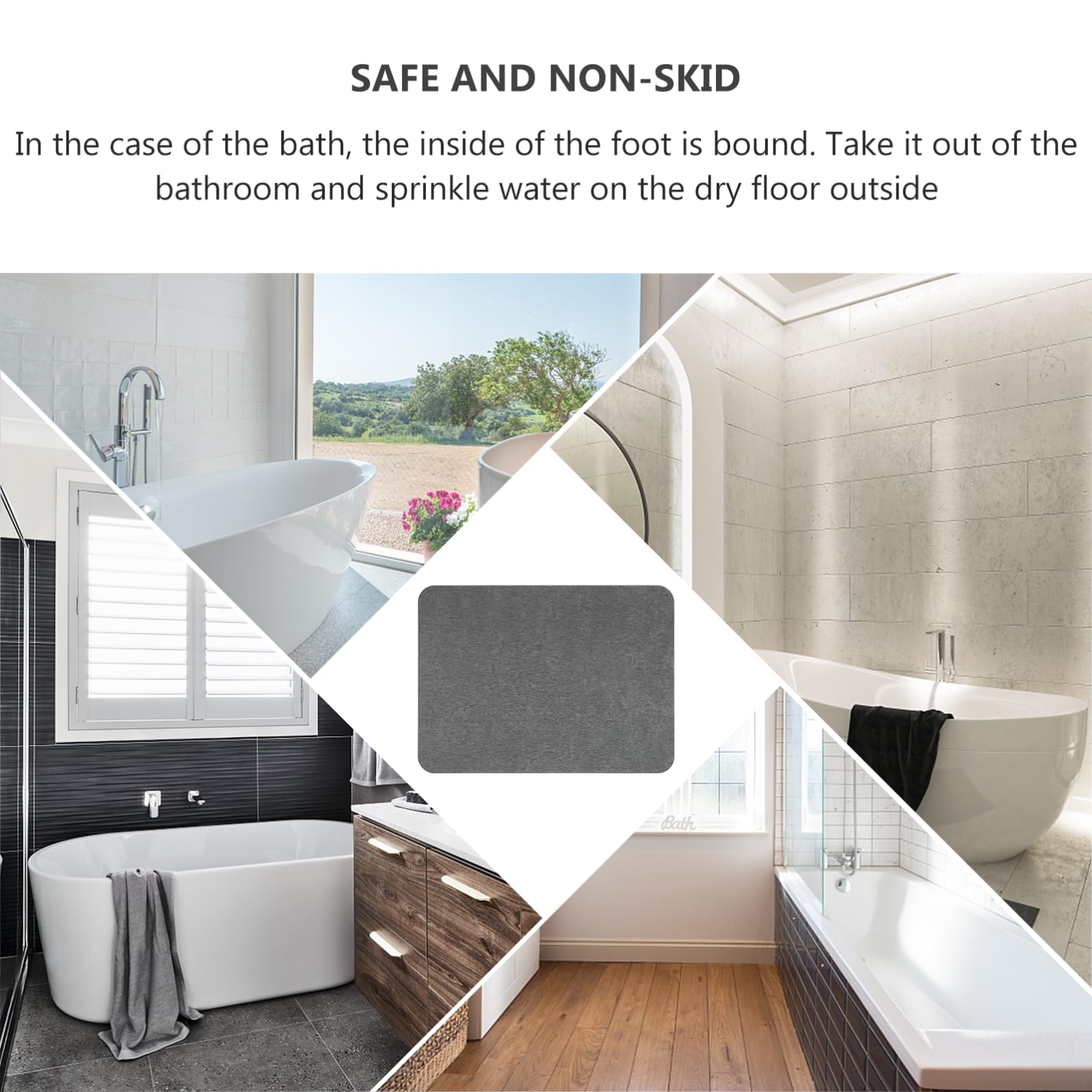 Tappetino 40x30cm Antiscivolo ad Asciugatura Rapida in Terra Diatomacea Morbido e Confortevole Bagno per Cucina e Pavimento Casa