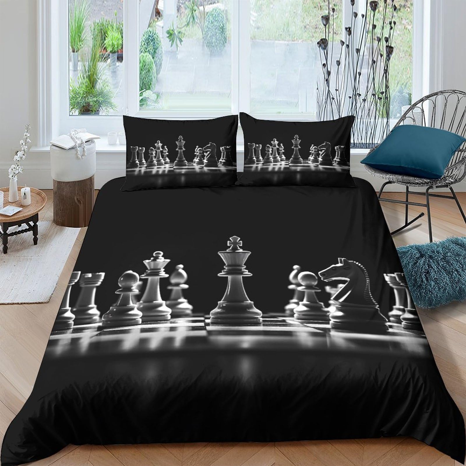 Ctjqhvkz Style-9 3D Printed Chess Board Fitted Sheet Microfiber Black White Bed Cover For Adult Teen Bedroom Guest Room Decor Protection Single（135X200cm）