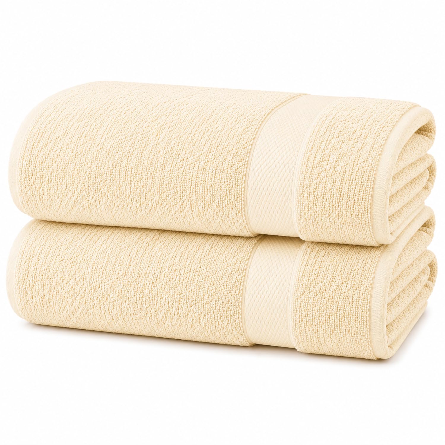 Opulent Dreams 100% Egyptian Cotton Towel Sets – Soft, Absorbent, Quick-Dry – Includes Bath Sheets, Bath Towels, Hand Towels, Flannels – Luxuriously Easy to Wash (Cream, Bath Sheet (Pack of 2))