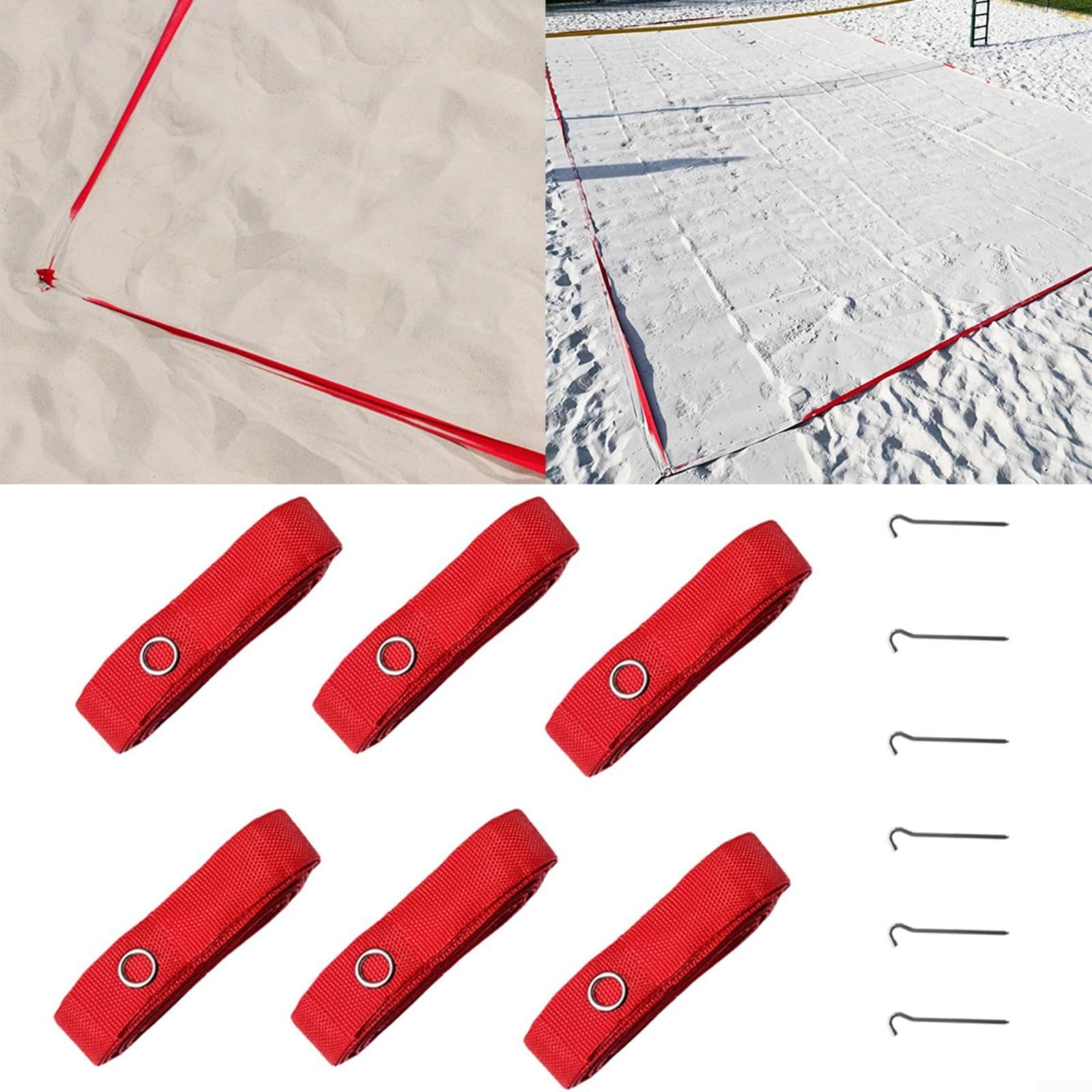 Playa Voleibol Límite Líneas Corte Marcado Kit 8X16m Nylon Línea Cinta Con Estacas De Tierra