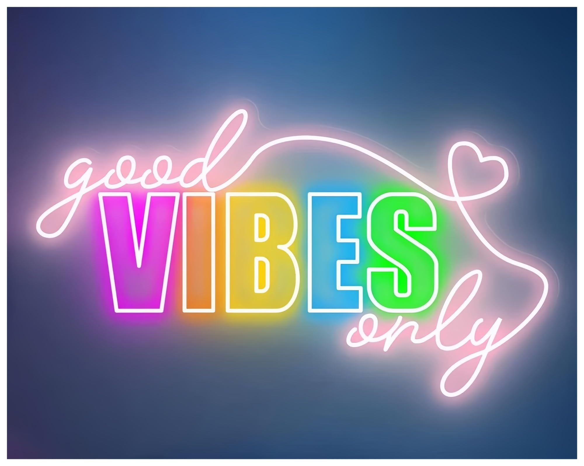 SHOUXI Sign Lamp Good Vibes Only Neon Sign,Wedding Decor Bar Decor(F,60cm)