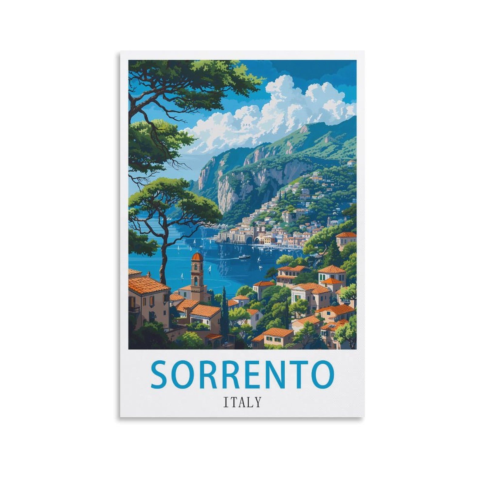 HXHNFERR Italy Sorrento Vintage Travel Poster 08x12inch(20x30cm) Canvas Wall Posters And Art Pictures Prints Paintings Bedroom Decor