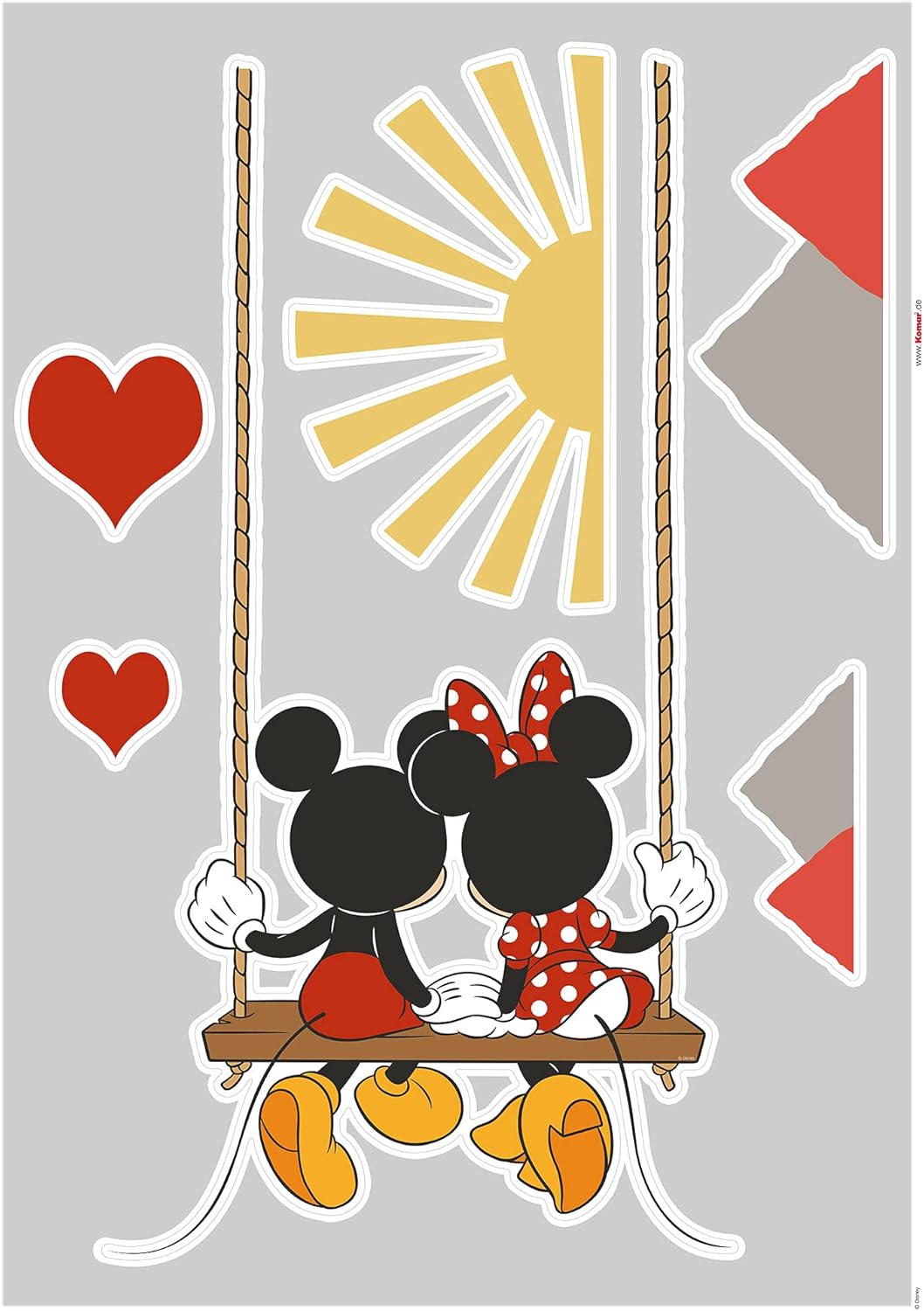Komar Disney Wall Sticker Mickey Swing - 50 x 70 cm (Width x Height) - 7 Pieces - Decorative Sticker, Wall Sticker, Wall Sticker, Wall Decoration, Children's Room - 14093h