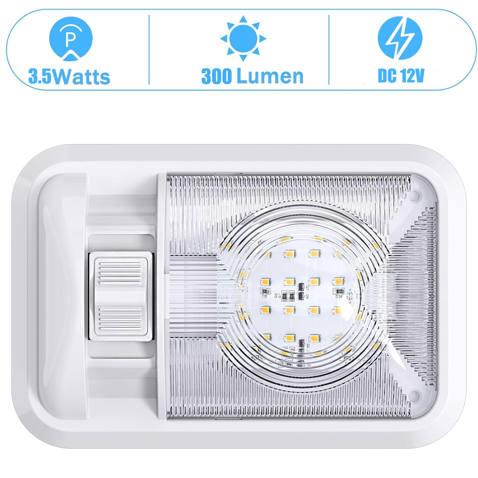 ShinePick 12V Lampada LED da Interno Auto Plafoniera con Interruttore 2 Pezzi