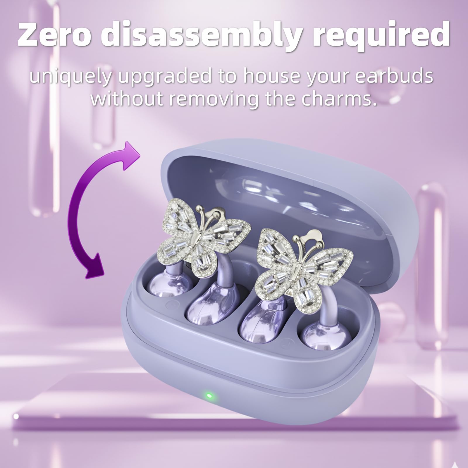xzqioue Open-Type Ear-Cuff Headphones with Detachable Butterfly