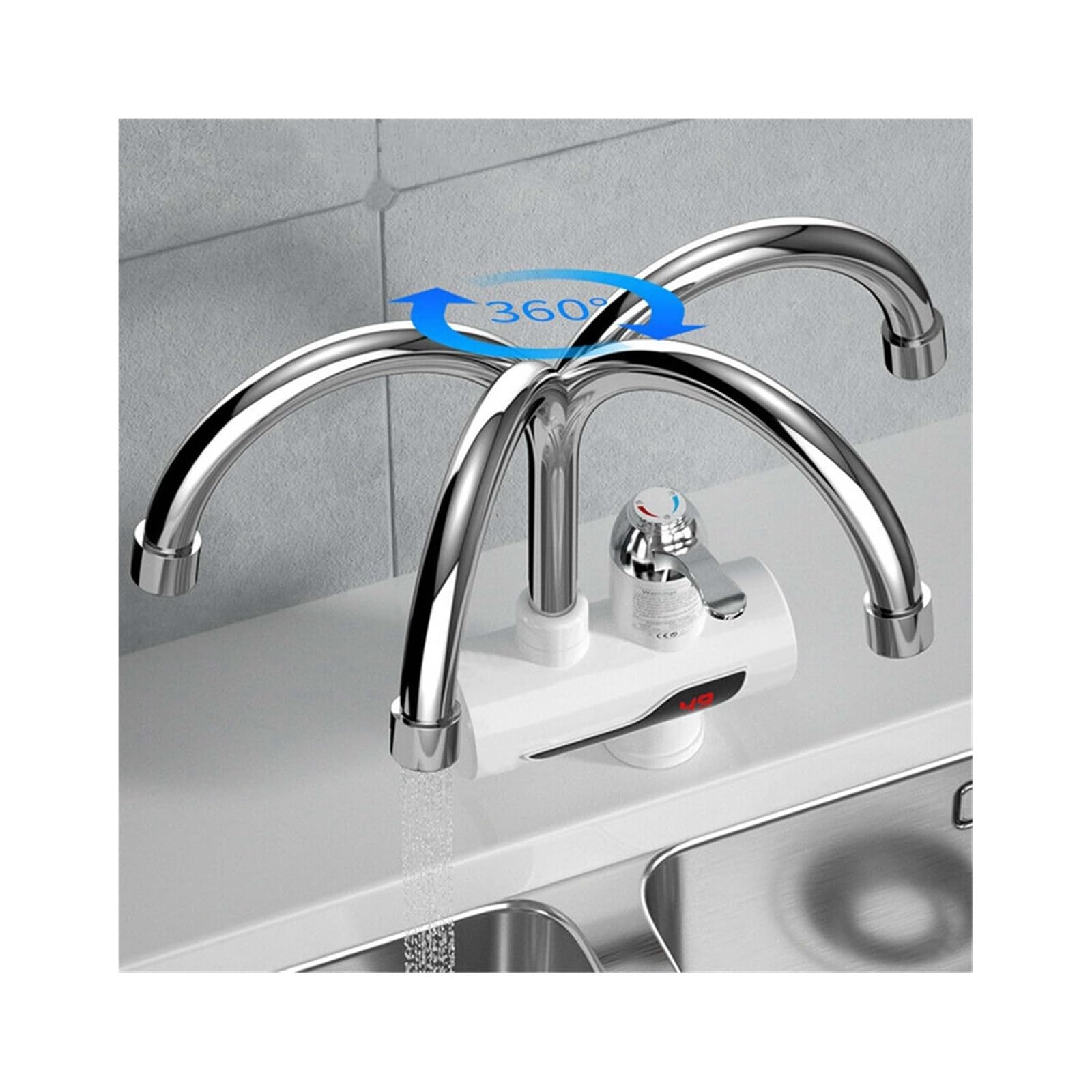 Armatur Küche 3300W Elektrische Wasserhahn Durchlauferhitzer LED Aratur Küche Warwasser Heizung Wasserhahn Wasserhahn Küche Schwarz