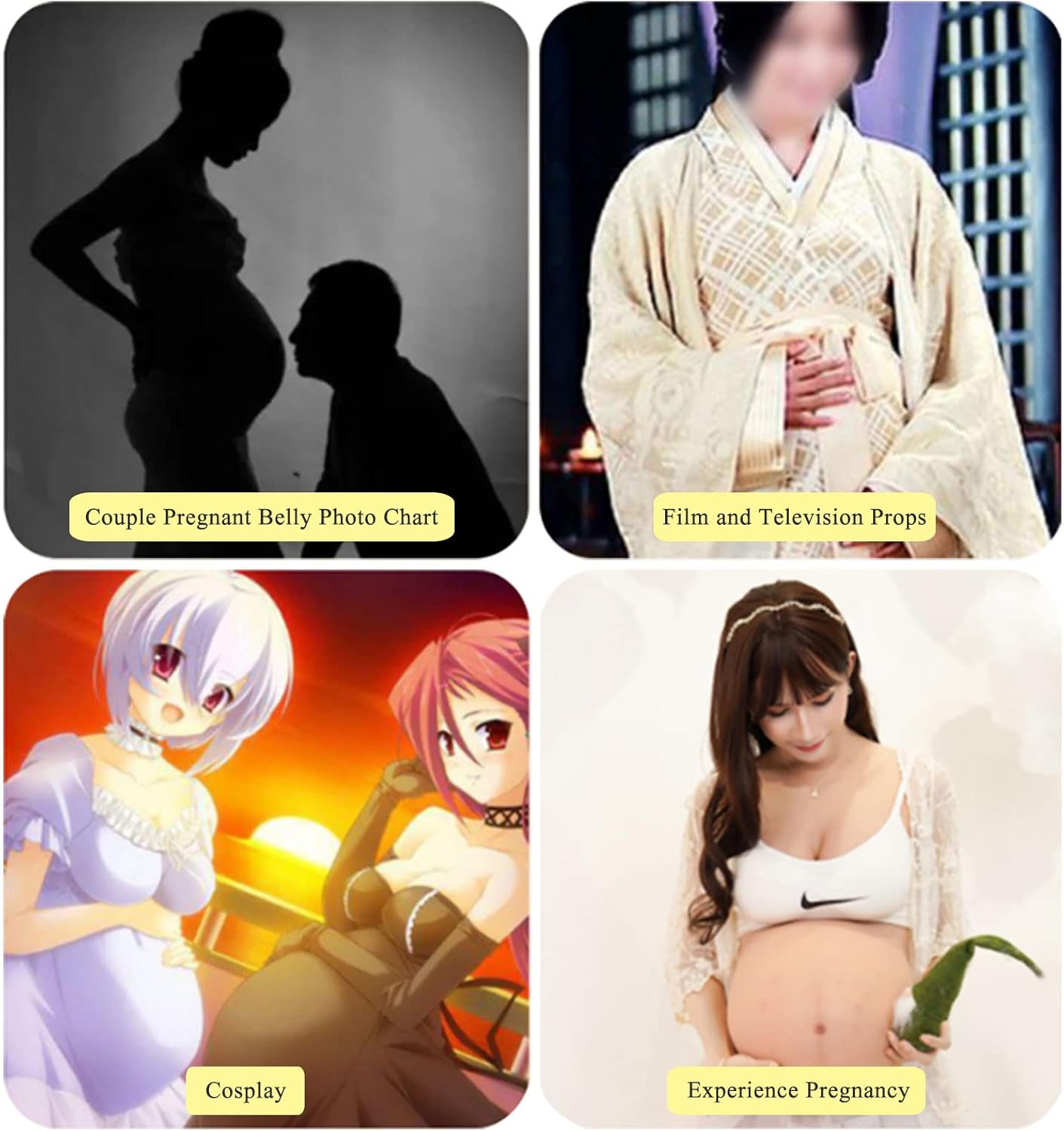 Silicone Pregnant Belly Fake Pregnancy Belly Realistic Artificial Tummy Belly for Actor Performance Maternity (Brown June)
