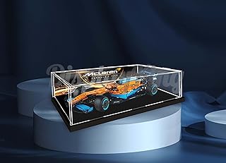 Acrylic Display case for Lego McLaren Formula 1 Race Car 42141 (Lego Set is not Included) (with Theme Background) US Stock
