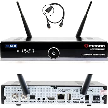 OCTAGON SF8008 UHD 4K Supreme Twin Sat Receiver, 2x DVB-S2X Tuner, E2 Linux & Define OS, with PVR Recording Function, M.2 M K