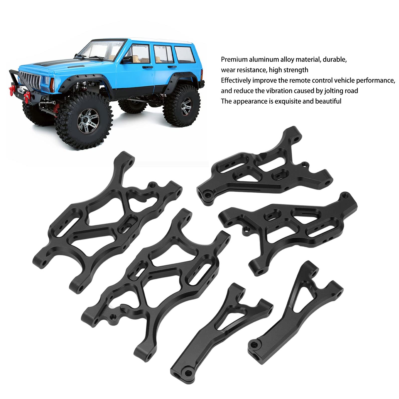 AMONIDA Zestaw Wahaczy RC ze Stopu Aluminium dla 1/7 LIMITLESS, Wahacze o Wysokiej Wytrzymałości Zapewniające płynną pracę, Przednie Wahacze Tylne, Srebrne (BLACK)