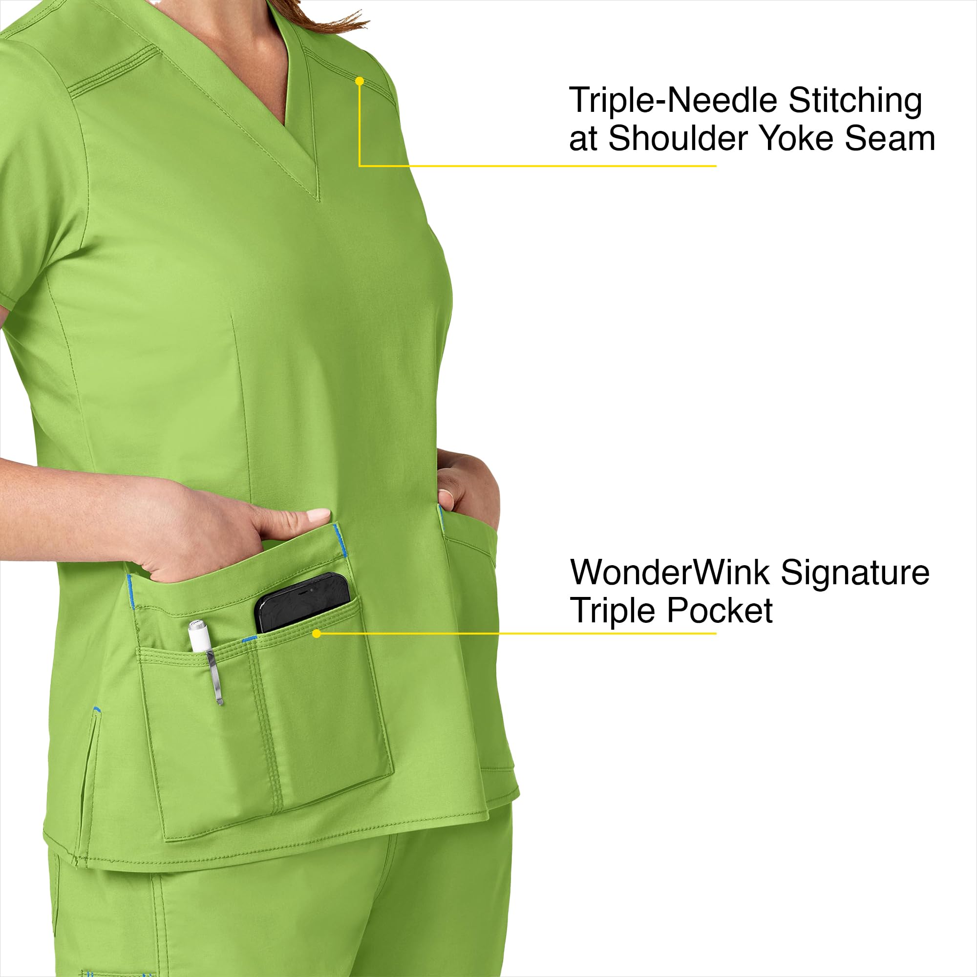 WonderWink Women's Wonderflex Verity Scrub Top, Green Apple, X-Small
