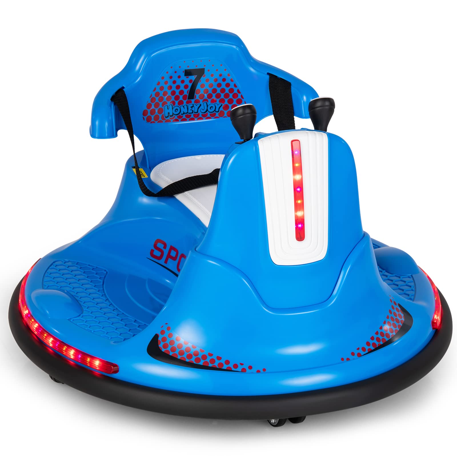 COSTWAY 6V Autoscontro Elettrico per Bambini, Veicolo Elettrico con Telecomando, Girevole a 360°, Luci LED Colorate e Cintura di Sicurezza Regolabile, 37-95 Mesi (Blu)