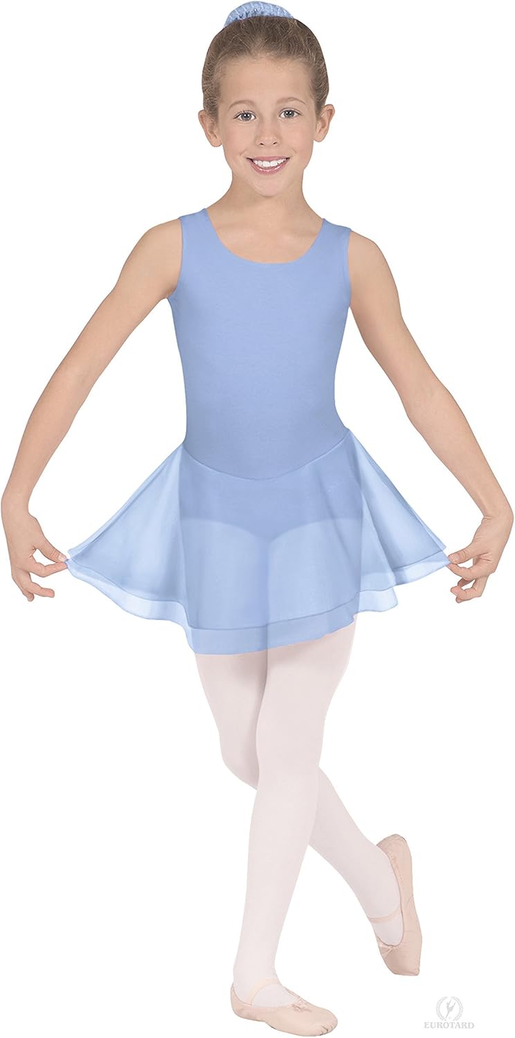 EUROTARD Black Long Sleeve Leotard with Double Layer Skirt Childs Leotard 10465-BLK