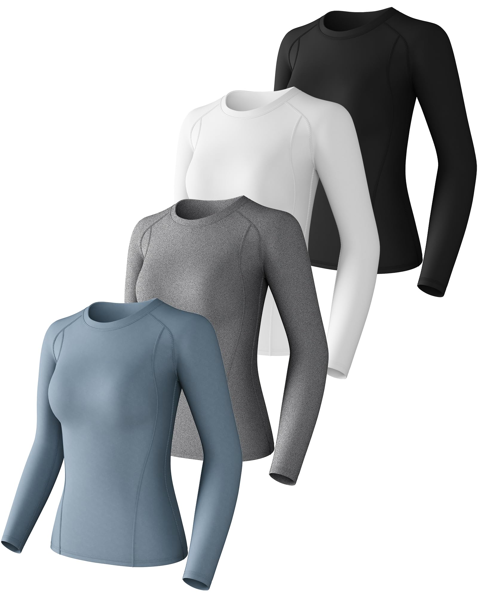 Womens Long Sleeve Compression Shirts Sun Protection Workout Underscrubs