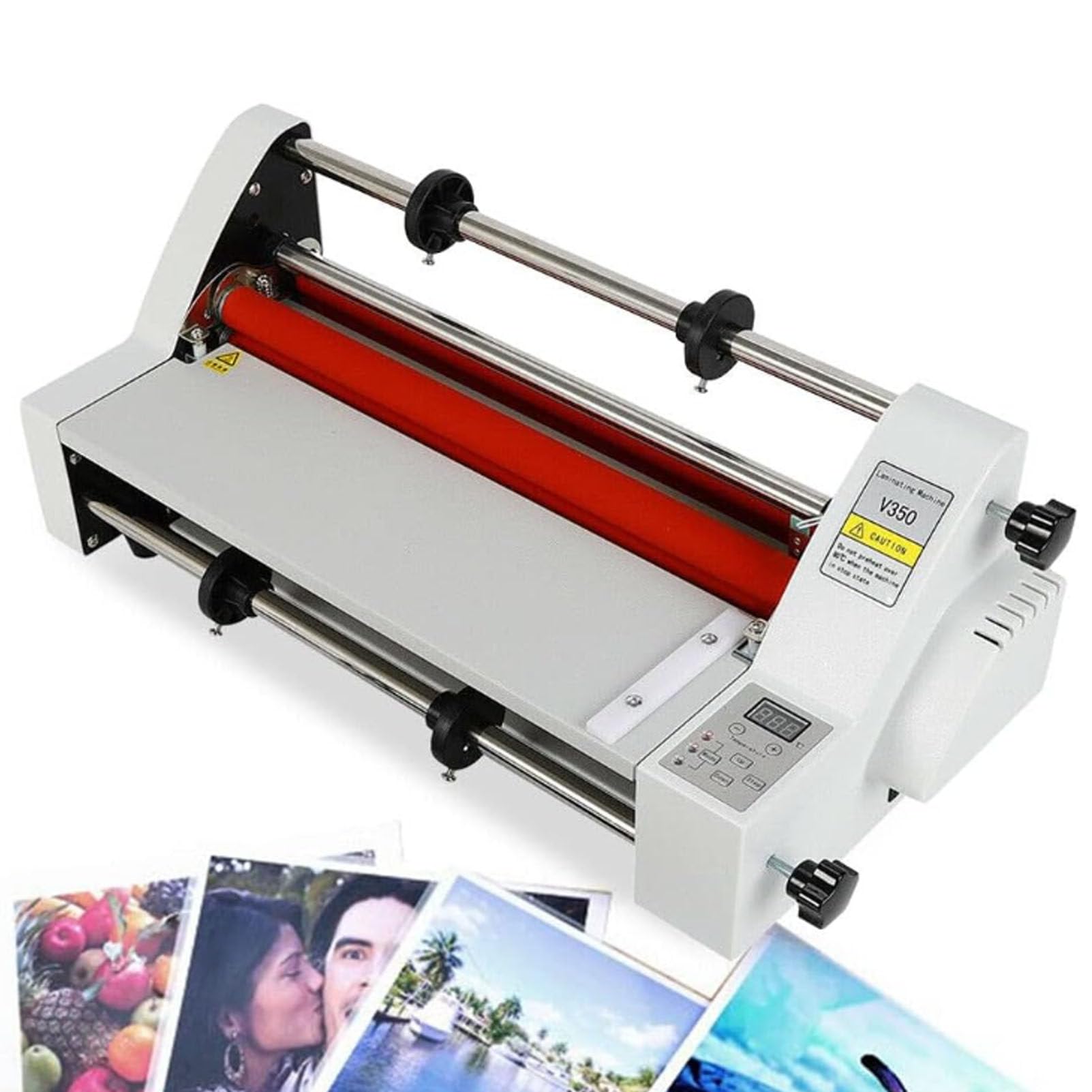 SENJINGHUA Hot Cold Roll Laminator, Laminator Digital Display Single&Dual Sided Laminating Machine, 4 Rollers Hot Cold Roller Laminating Machine for Home, Office, School 335mm