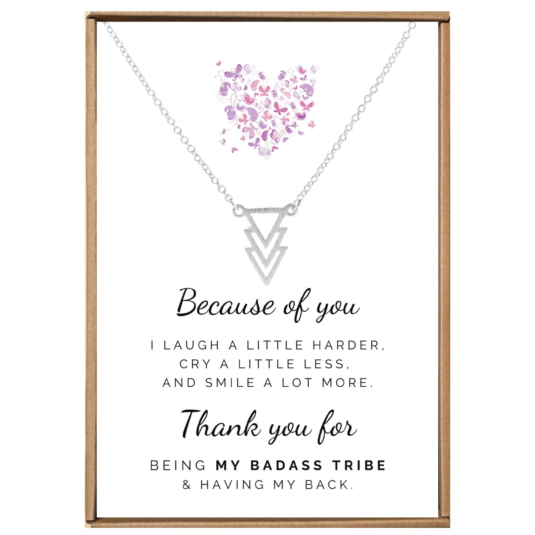 VIY Personal Card Tribe necklace, Friendship necklace for women, Tribe gifts, Badass women presents, Best friend necklaces for woman, Three triangle pendant, Badass squad gifts