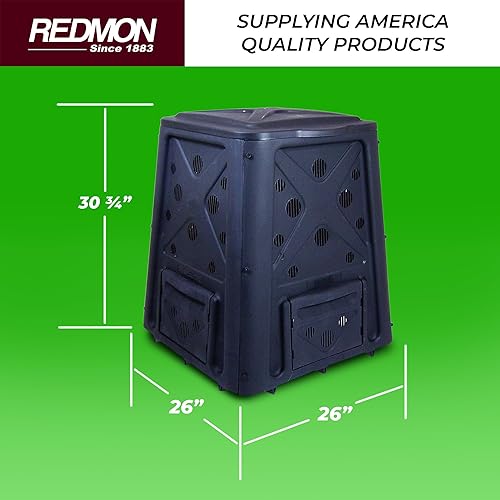 Redmon Outdoor Compost Bin with Lift Off Lid, 4-Door Access & Vent Holes, 65 Gallon - Thumbnail 2