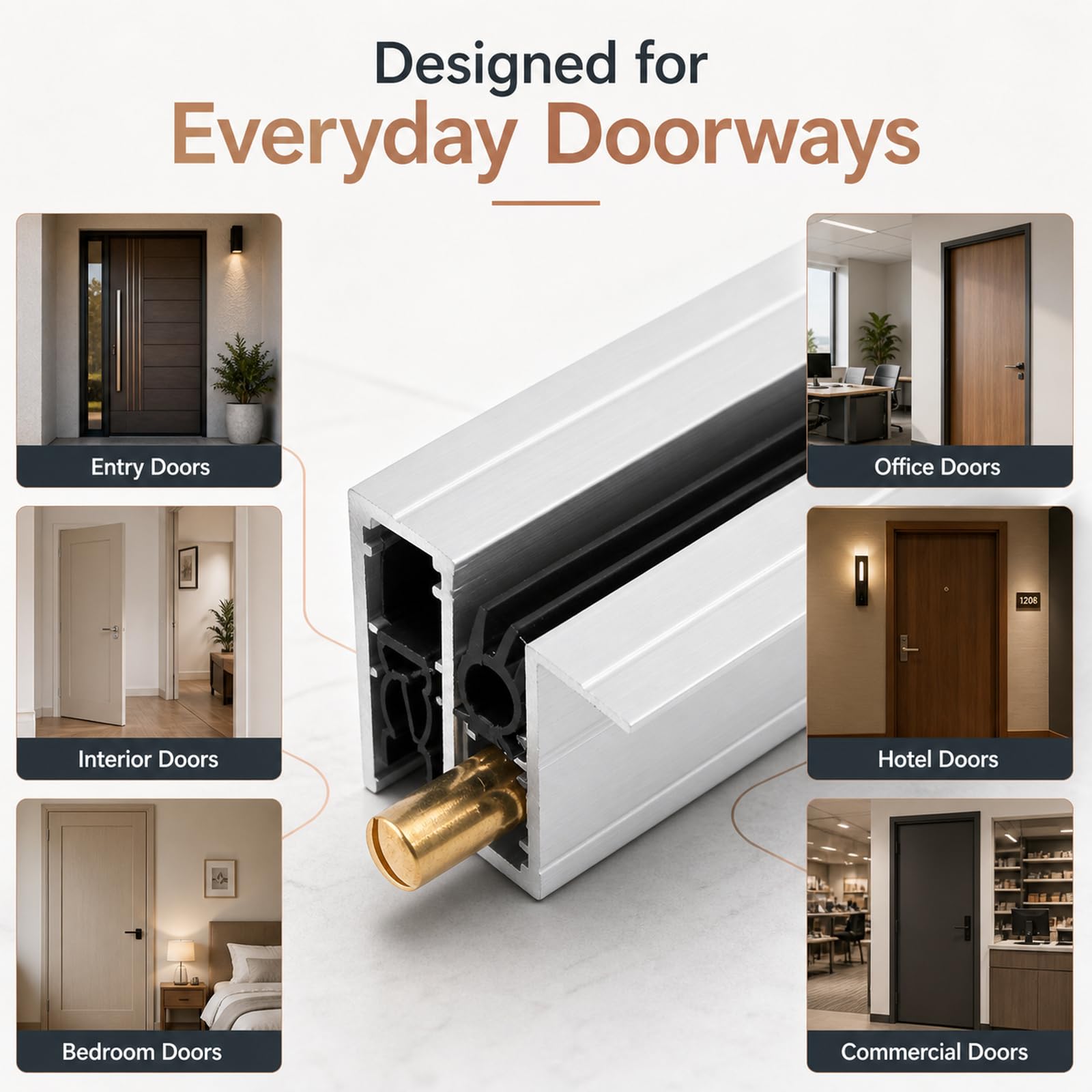 Guarnizione Automatica Sottoporta in Alluminio,Paraspifferi Porta Automatico Sollevabile,Paraspifferi con Regolazione Automatica,for Wooden Doors And Aluminium Doors