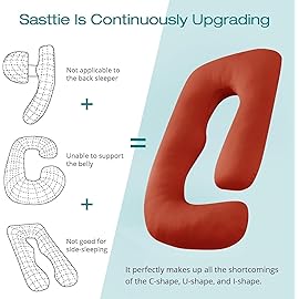 Sasttie Pregnancy Pillows for Sleeping, Jumbo U Shaped Cooling Full Body Pillow with Removable Cover, Pregnant Women Must Haves, Maternity Essential, Orange