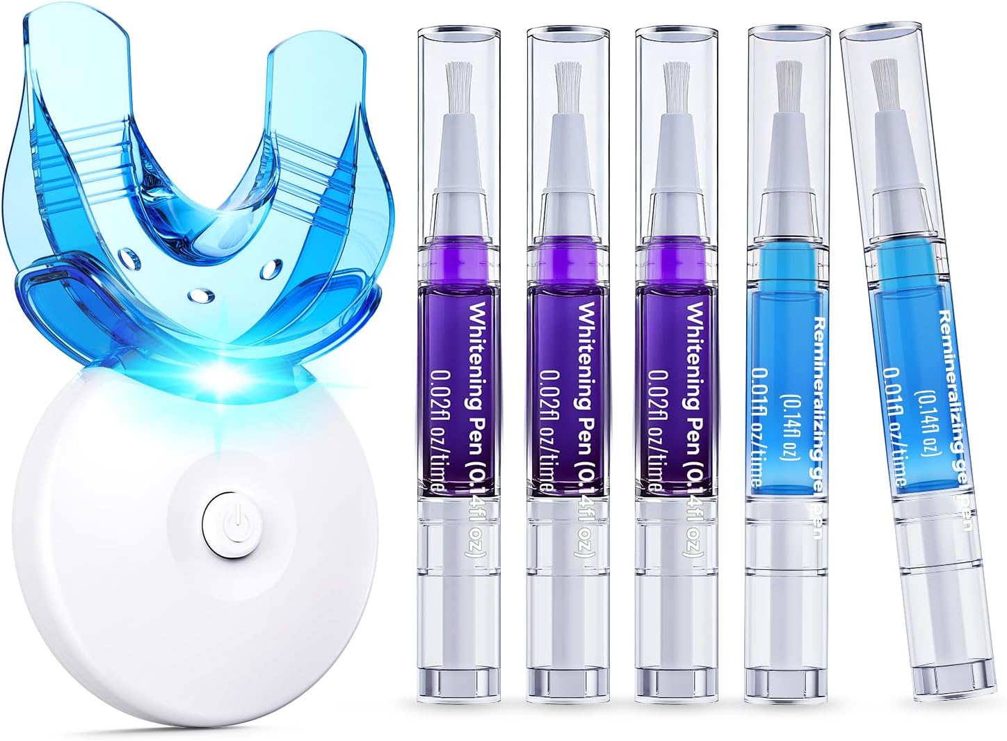 Teeth Whitening Kit with LED Light,35% Pap Purple Tone Balancing Formula, 3 Whitening Pens & 2 Desensitising Gel Pens, Purple Tooth Stain Gel for Coffee, Tea & Wine Stains