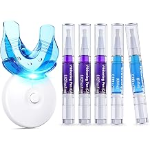Teeth Whitening Kit with LED Light 35% Pap + Purple Tone Neutralizing 3 Whitening Pens + 2 Desensitising Gel Pens Instant Brightness &amp; 7-Day Whitening Enamel-Safe